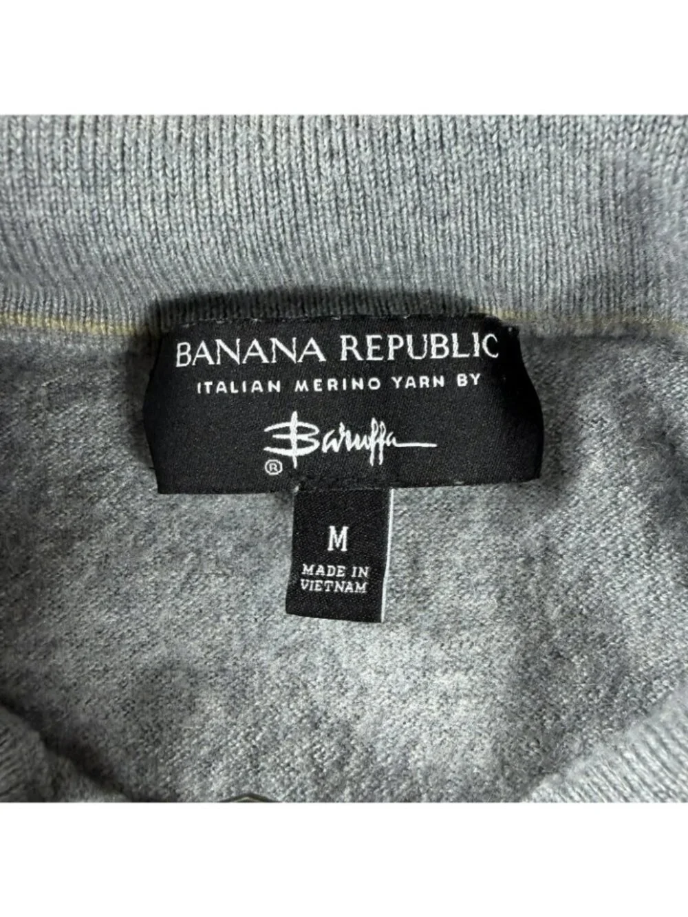 Banana Republic Italian Wool Baruffa 1/4 Zip Sweater Gray Men’s Size Medium